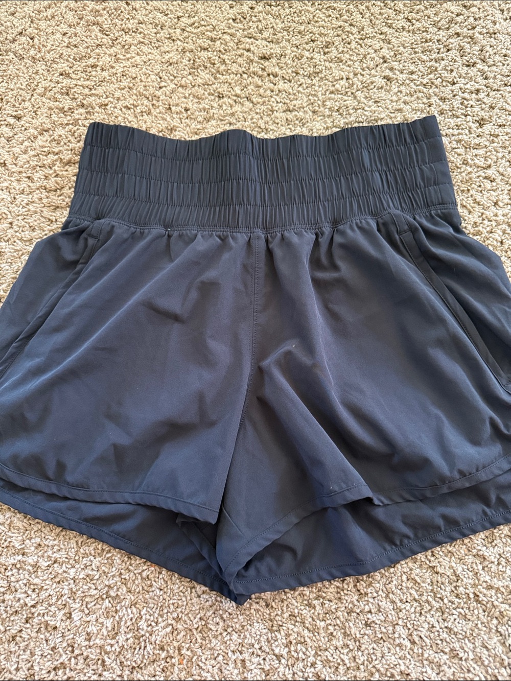 Abercrombie & Fitch Black Smocked-Waist Athletic Shorts